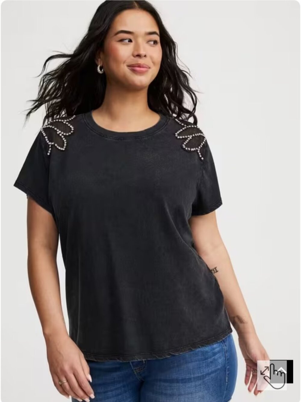 Torrid Crew Neck Embellished Shirt